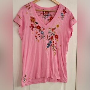 Johnny Was Lissa Flutter Sleeve Tee, Size L